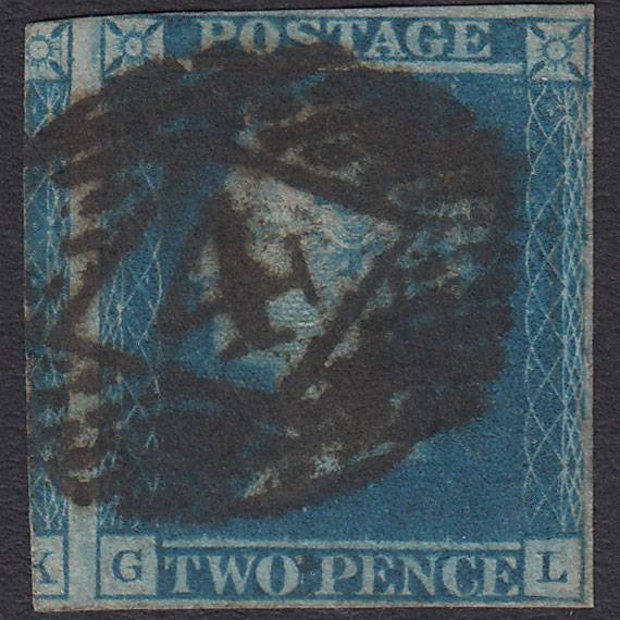 GB QV 1841 2d Blue (Plate 3) SG14-E1(2) GL GU nr 4 Margins London IS 4