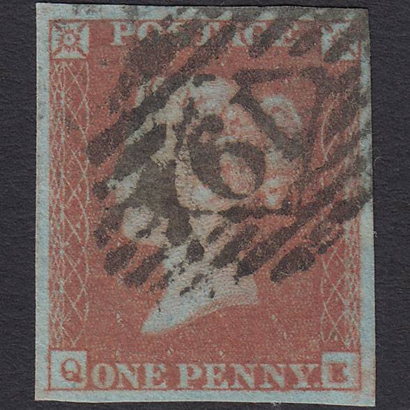 GB QV 1841 1d Pl 91 SG8a-B1(2) Const Var QE FU 4 Good Margins London IS 19