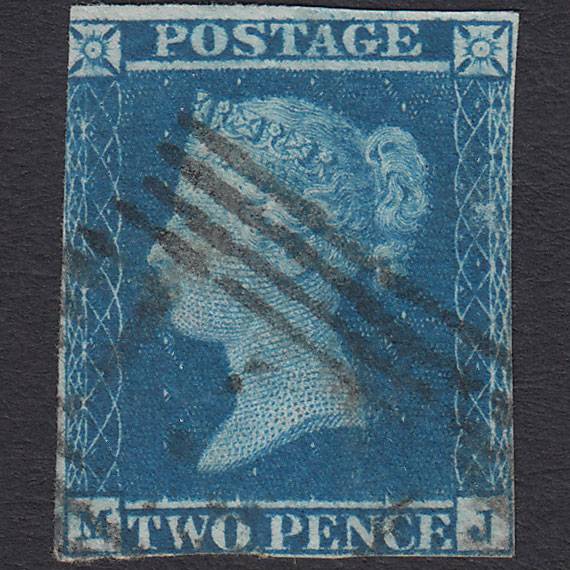 GB QV 1841 2d Blue (Plate 3) SG14-E1(2) MJ GU Scotland