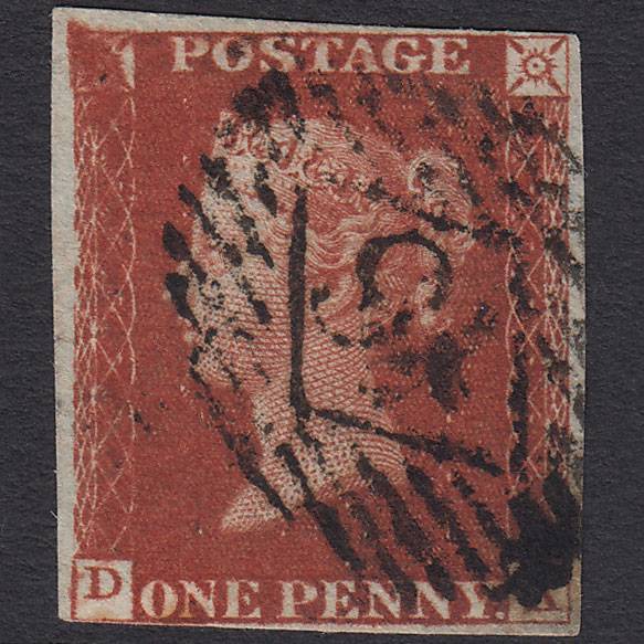 GB QV 1841 1d Deep Red-brown Pl 60 SG10-B1(4) DK GU nr 4M London IS 16