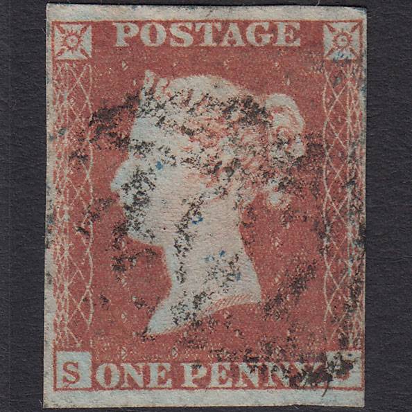 GB QV 1841 1d Red-brown (Plate 100) SG8-B1(1) SJ GU 4 Margins