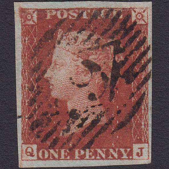 GB QV 1841 1d Deep Red-brown Pl 53 SG10-B1(4) QJ GU 4M London IS Cancel