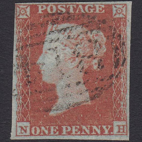 GB QV 1841 1d Red-brown Pl 113 SG8-B1(1) NH FU 4 Margins Cranbourne 914