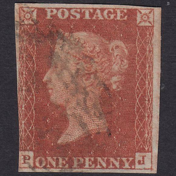GB QV 1841 1d Red-Brown Plate 46 SG8-B1(1) PJ GU 3 Margins