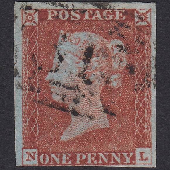 GB QV 1841 1d Red-Brown Plate 54 SG8-B1(1) Constant Variety NL FU 4M