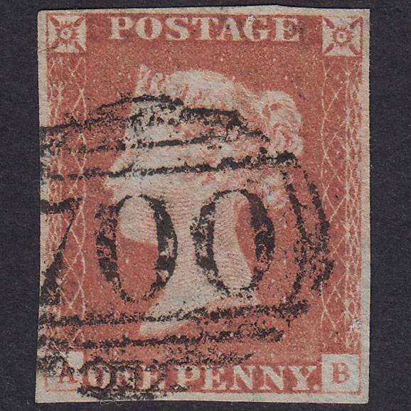 GB QV 1841 1d Red-Brown Plate 68 SG8-B1(1) AB FU 4 Margins Sheffield 700