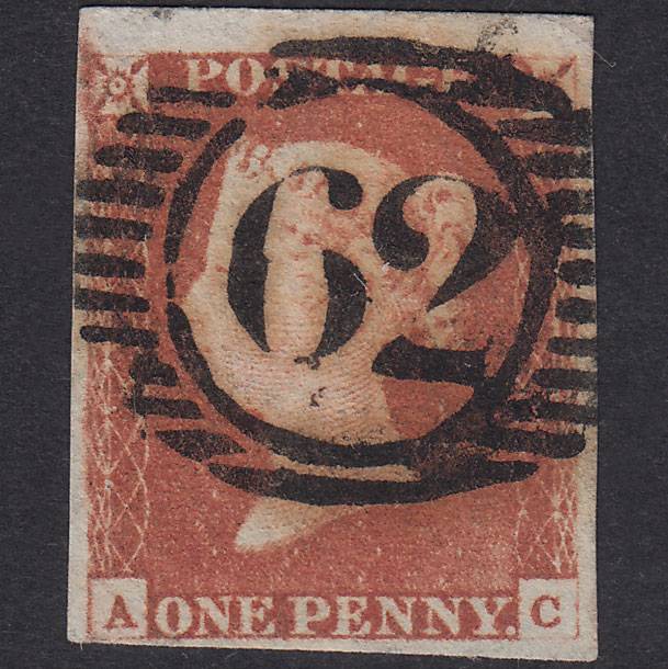 GB QV 1841 1d Pl 65 SG8-B1(1) AC FU Missing Imprimatur 4M London D&S 62