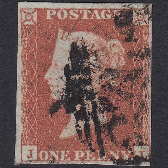 GB QV 1841 1d Red-Brown Plate 93 SG8-B1(1) JI FU 4 Margins
