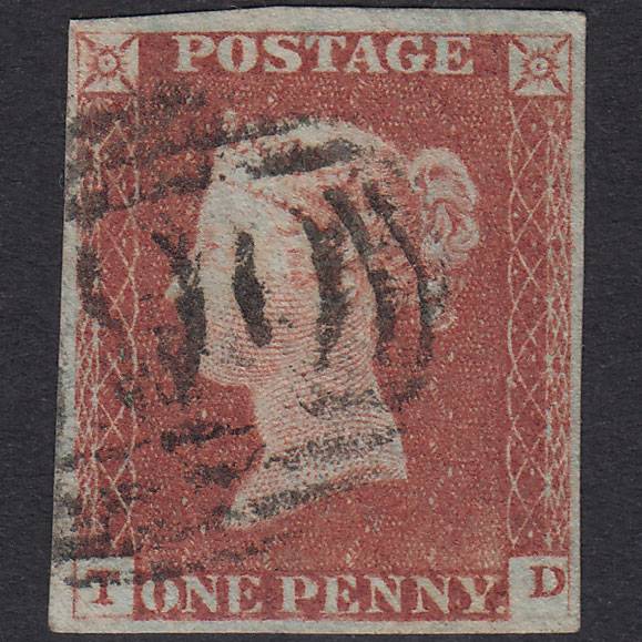 GB QV 1841 1d Red-Brown Plate 81 SG8-B1(1) TD FU 4 Good Margins