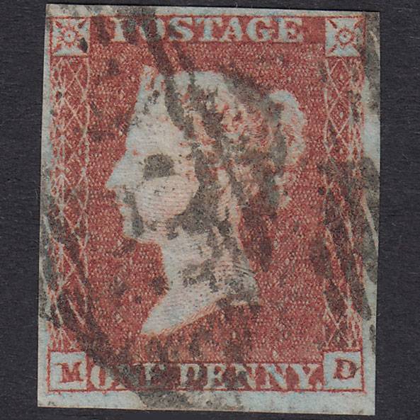 GB QV 1841 1d Red-Brown Plate 91 SG8-B1(1) MD FU 4 Margins Dublin 186