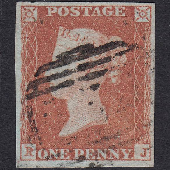 GB QV 1841 1d Orange-Brown Pl 87 SG12-B1(6) RJ FU 4 Good Margins P To R