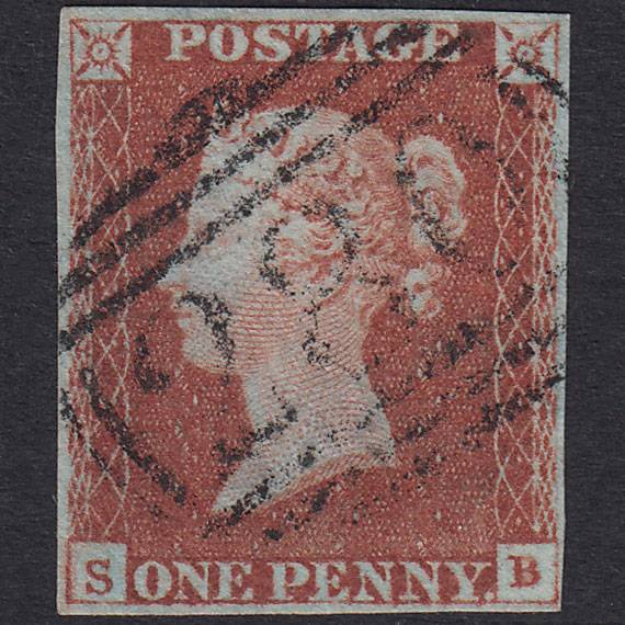GB QV 1841 1d Red-Brown Plate 66 SG8-B1(1) SB VFU 4 Margins Epsom 280