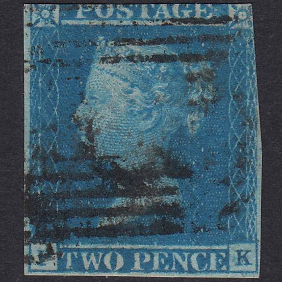 GB QV 1841 2d Blue Plate 3 SG14-E1(2) PK GU Scotland