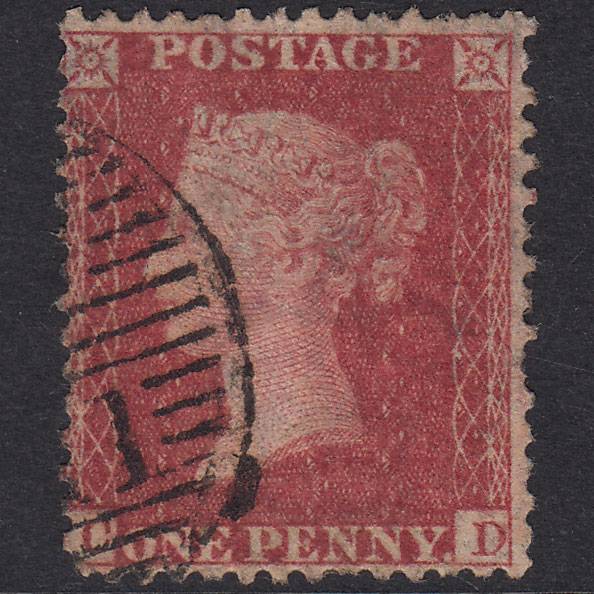 GB QV 1857 1d Rose-Red Plate 57 SG40-C10(1) CD GU London D&S Cancel