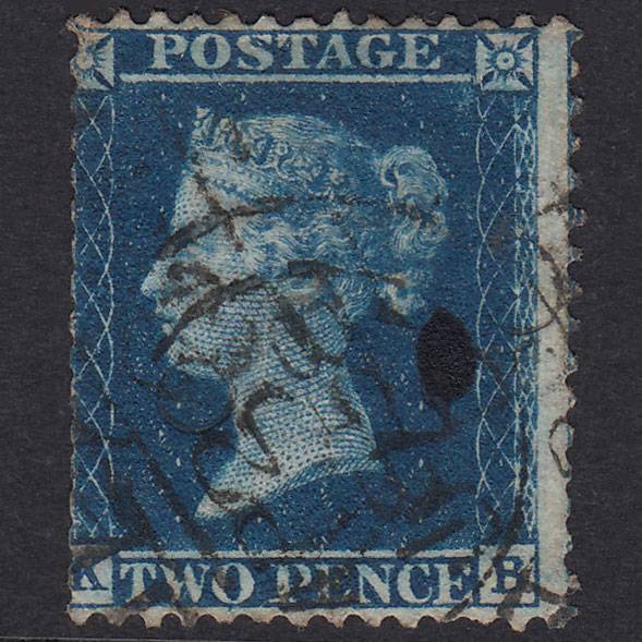 GB QV 1855 2d Blue Plate 5 SG34-F6(1) KB GU