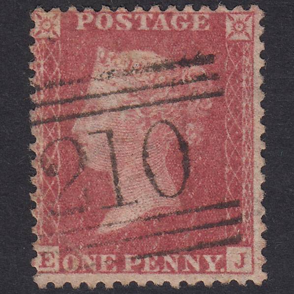 GB QV 1857 1d Rose-Red Plate 55 SG40-C10(1) EJ FU Kirkcaldy 210