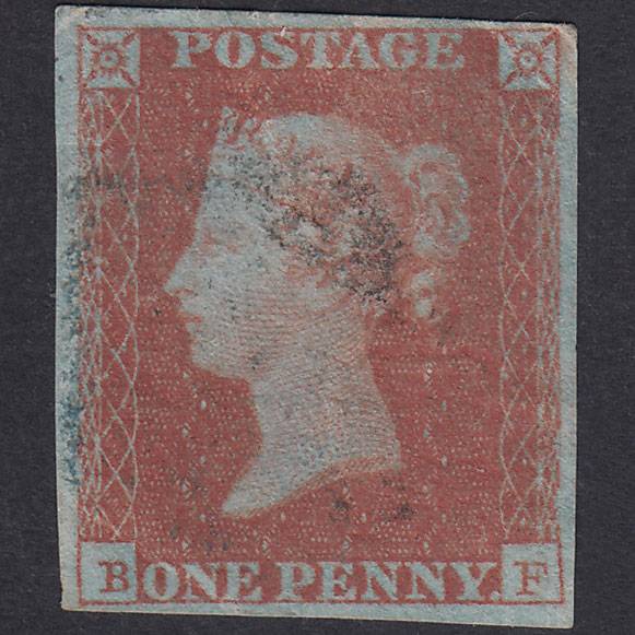 GB QV 1841 1d Red-Brown Plate 114 SG8-B1(1) BF GU Light Blue-Black Cancel
