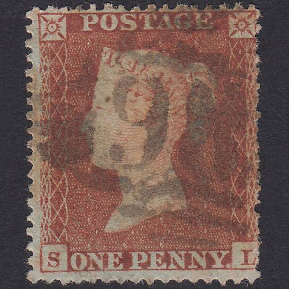 GB QV 1854 1d Yellow-Brown Plate 201 SG18-C1(2) SL FU Dublin 186