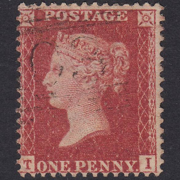 GB QV 1857 1d Plate 60 SG40-C10(1) Constant Variety TI FU Light Cancel