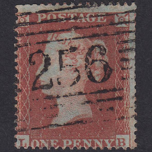 GB QV 1854 1d Red-Brown Plate 186 SG17-C1(1) LB GU Moffat 256