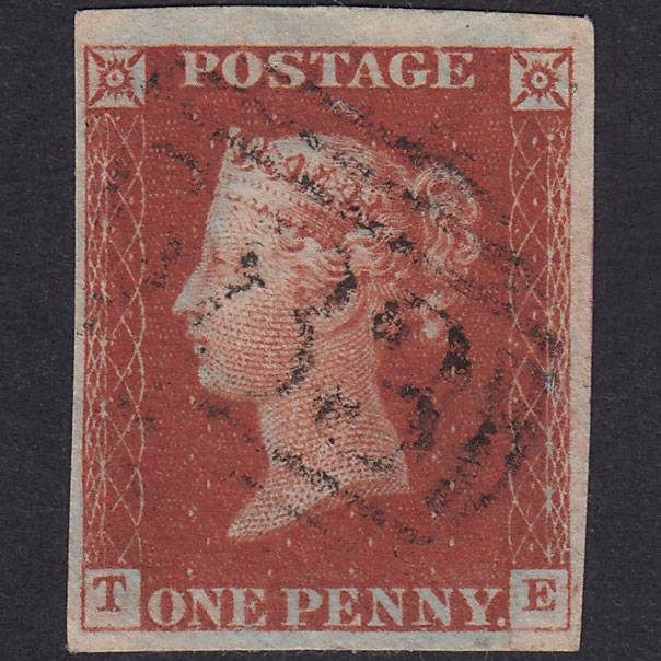 GB QV 1841 1d Deep Red-Brown Plate 56 SG10-B1(4) TE VFU 4 Good Margins
