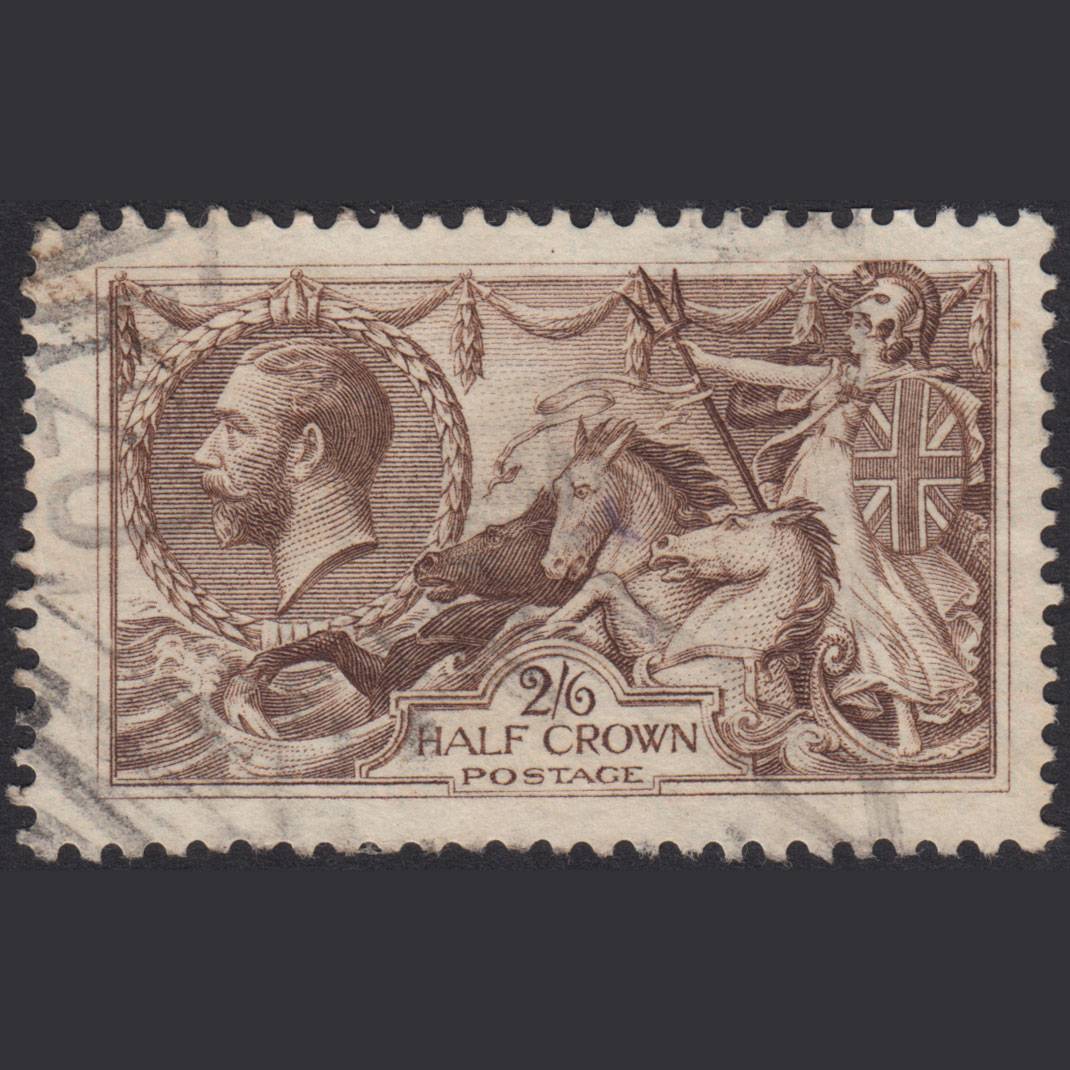 GB KG5 1918 2/6 Pale Brown Seahorses SG415A-N65(4) FU Light Cancel