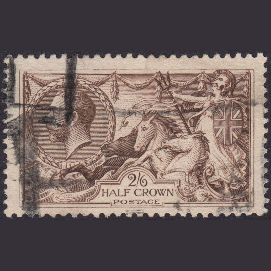 GB KG5 1918 2/6 Reddish Brown Seahorses SG415-N65(3) FU Parcel Cancel