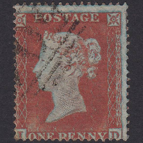 GB QV 1854 1d Red-Brown Plate 187 SG17-C1(1) Framed Reverse ID GU
