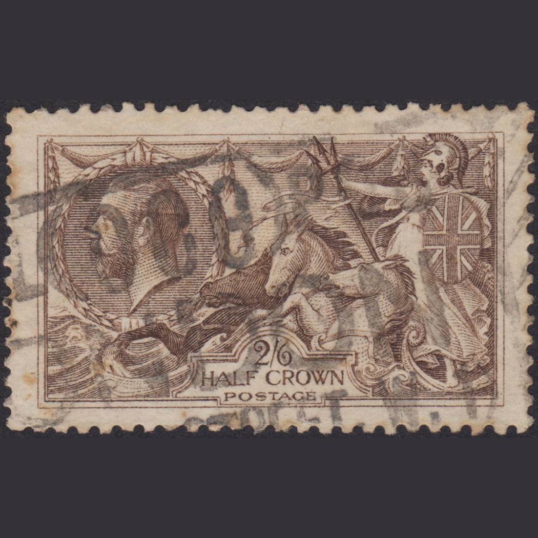 GB KG5 1915 2/6 Sepia Seahorses SG408-N64(10) GU Parcel Cancel