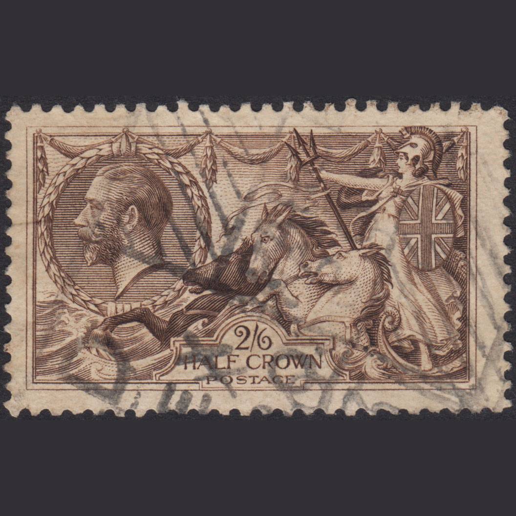 GB KG5 1918 2/6 Reddish Brown Seahorses SG415-N65(3) GU Parcel Cancel