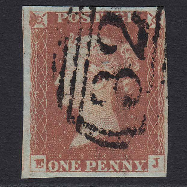 GB QV 1841 1d Red-brown (Plate 80) SG8 EJ FU Ashton-under-lyme (32) 4M
