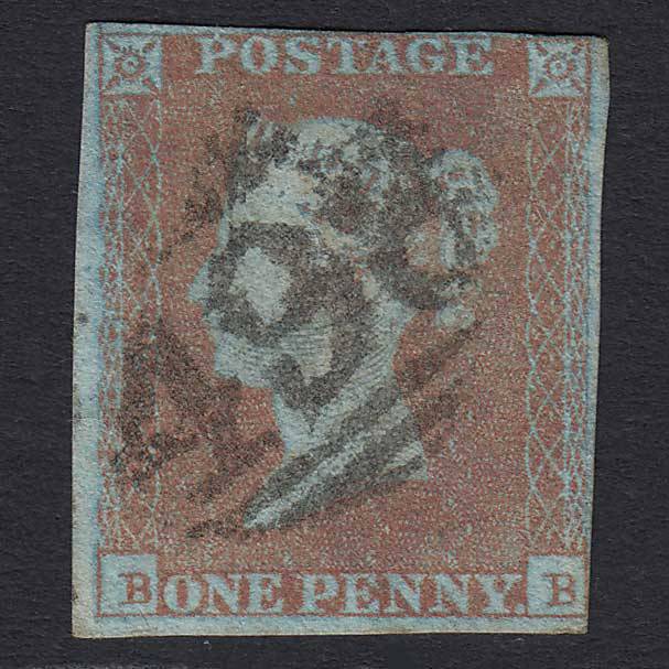 GB QV 1841 1d Red-brown V Blued Pl 116 (SG8A) 'BB' GU Manchester (498)