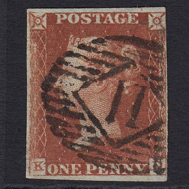GB QV 1841 1d Deep Red-brown (Plate 53) SG10 'KD' FU nr 4M London IS 11