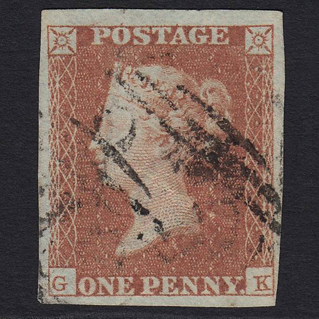 GB QV 1841 1d Red-brown (Plate 101) (SG8) 'GK' GU 4M Missing Imprimatur