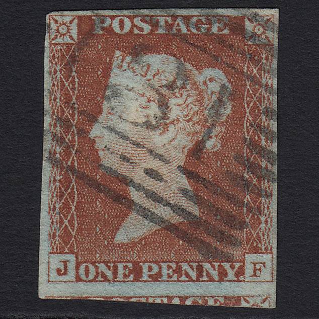 GB QV 1841 1d Pale (Plate 36) (SG9) 'JF' FU Edinburgh (131) 4M Late Usage