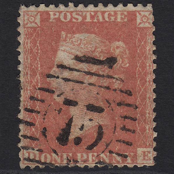 GB QV 1857 1d Orange-red (Plate 36) C8(7) DE GU London No.75