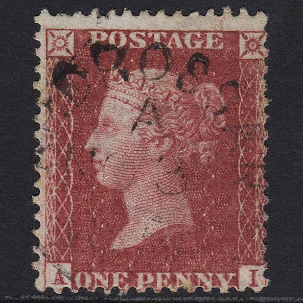 GB QV 1857 1d Deep Rose-red SG41-C10(4) AI GU Ardrossan Town Cancel