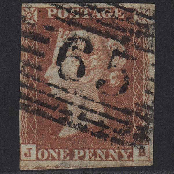 GB QV 1841 1d Red-brown Pl 62 SG8-B1(1) JB GU Campbeltown 65 nr 4M Imperf