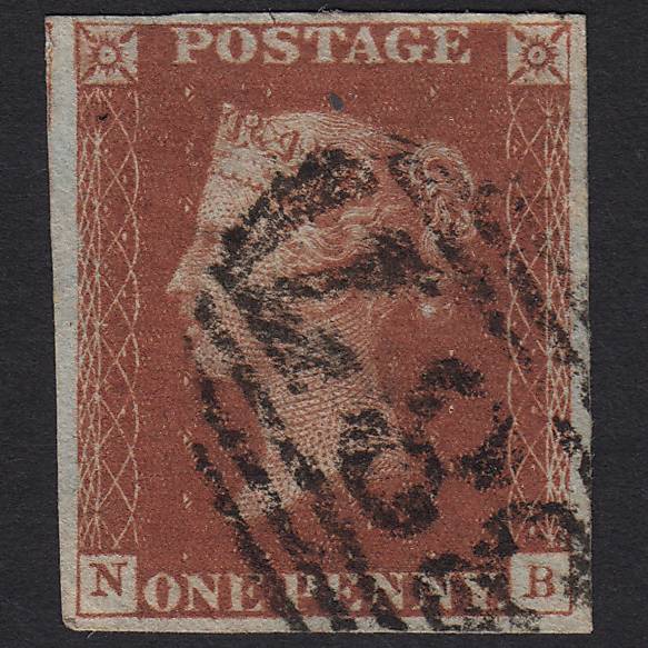 GB QV 1841 1d DP Red-brown Pl 58 SG10-B1(4) NB GU Huddersfield 387 4M