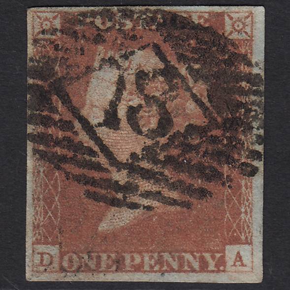 GB QV 1841 1d Red-brown (Plate 72) SG8-B1(1) DA GU 4 Margins London IS 18