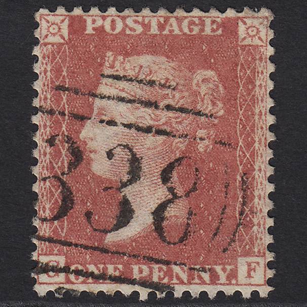 GB QV 1857 1d Rose-red Transitional (Plate 44) SGC9A(3) GF FU Harrogate 338