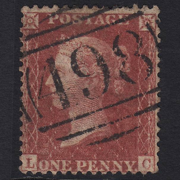 GB QV 1857 1d Rose-red (Plate 52) SG40-C10(1) LC GU Manchester 498