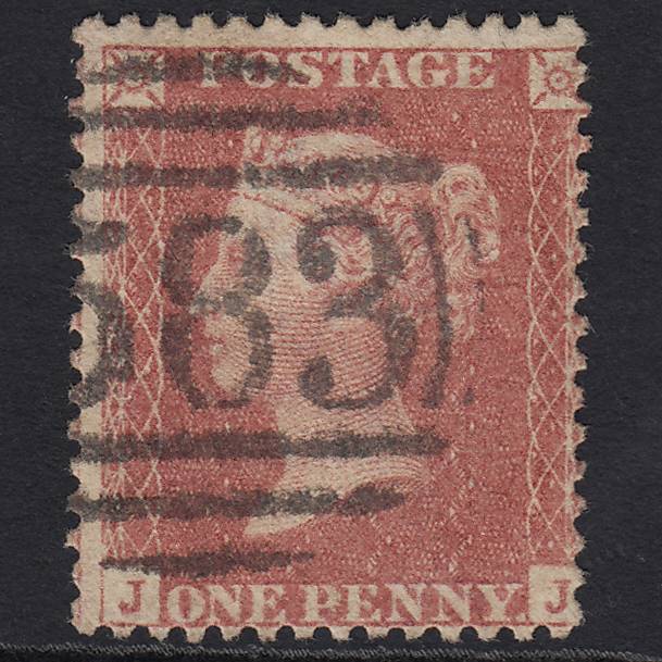 GB QV 1857 1d Rose-red (Plate 36) SG40-C10(1) JJ FU Nottingham 583 Misperf