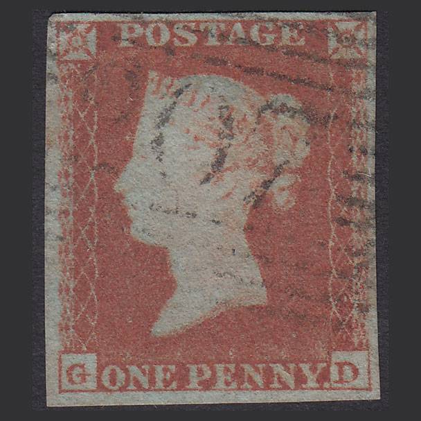 GB QV 1841 1d Red-brown Pl 143 SG8-B2(1) GD GU 4M Kirkwall 207 Orkney