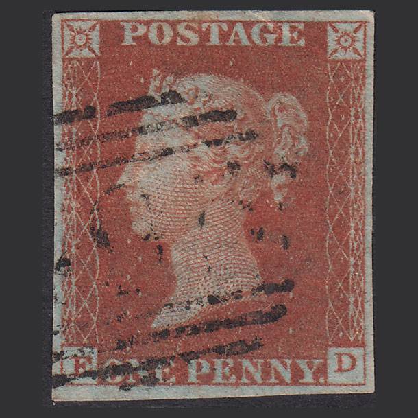 GB QV 1841 1d Red-brown (Plate 51) SG8-B1(1) ED GU 4M Imperf