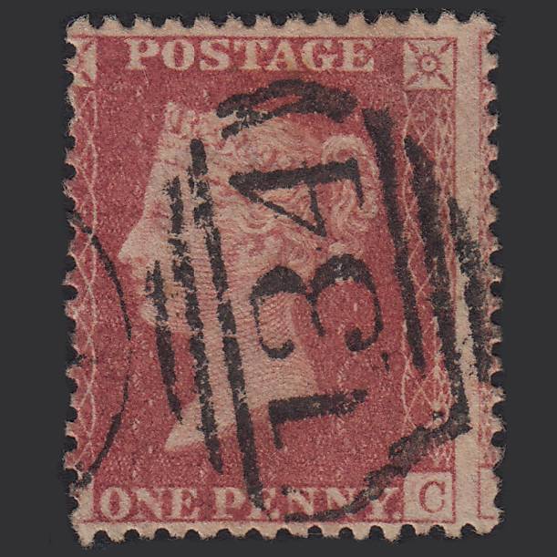 GB QV 1857 1d Rose-red (Plate 67) SG40-C10(1) FC FU Bristol 134 Misperf