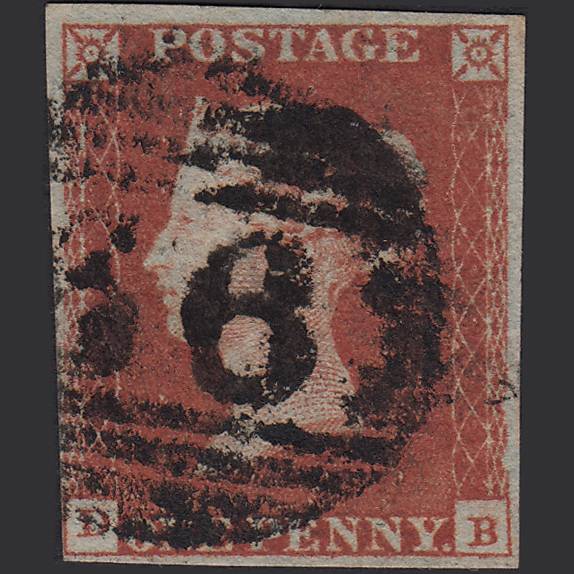 GB QV 1841 1d Red-brown SG8-B1(1) DB FU Berwick 66