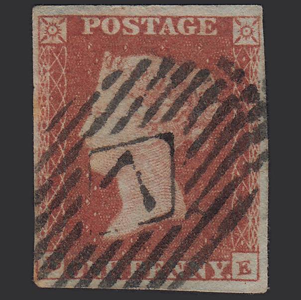 GB QV 1841 1d Red-brown (Plate 88) SG8-B1(1) DE GU 4M Imperf London IS 7