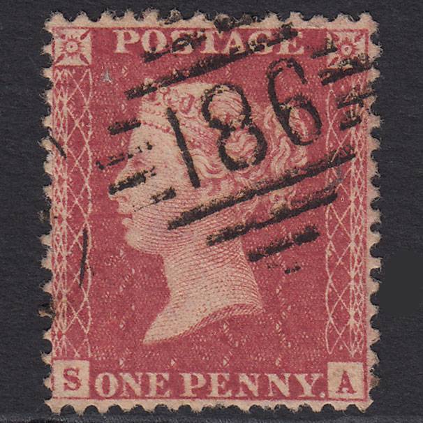 GB QV 1857 1d Rose-red (Plate 27) SG40-C10(1) SA GU Dublin 186
