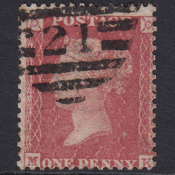 GB QV 1857 1d Rose-red (Plate 56) SG40-C10(1) MK FU London D&S Cancel